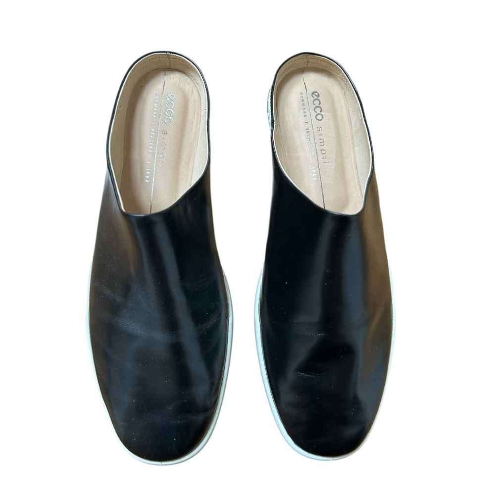 ECCO Simpil Woman's Black Leather Ballerina Slip-On Loafers Mules 41 (10-10.5) - Picture 6 of 8
